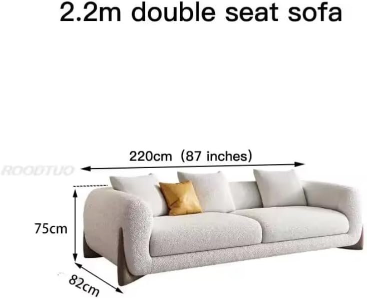 Aroma Homes Italian Style White Lamb Velvet Sofa – Minimalist Modern Couch with Solid Wood Frame & Latex Filling | Luxury Living Room Furniture Combination Set (220cm) - Image 2